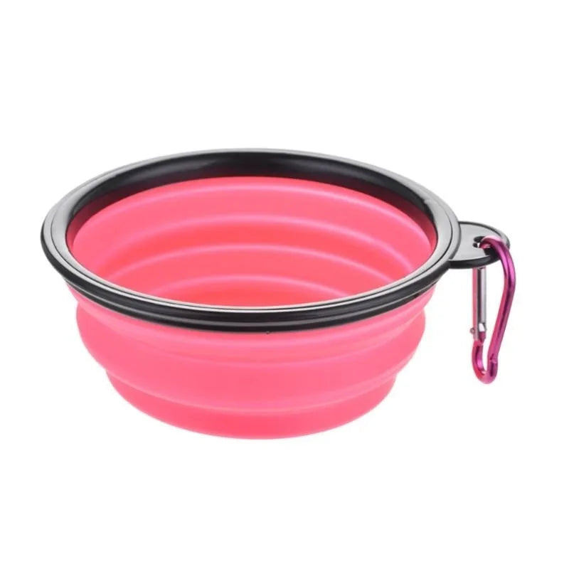 Dog Collapsible Bowl Folding Silicone Pet Travel Bowls Food Water Feeding BPA Free Foldable Cup Dish With Carabiner