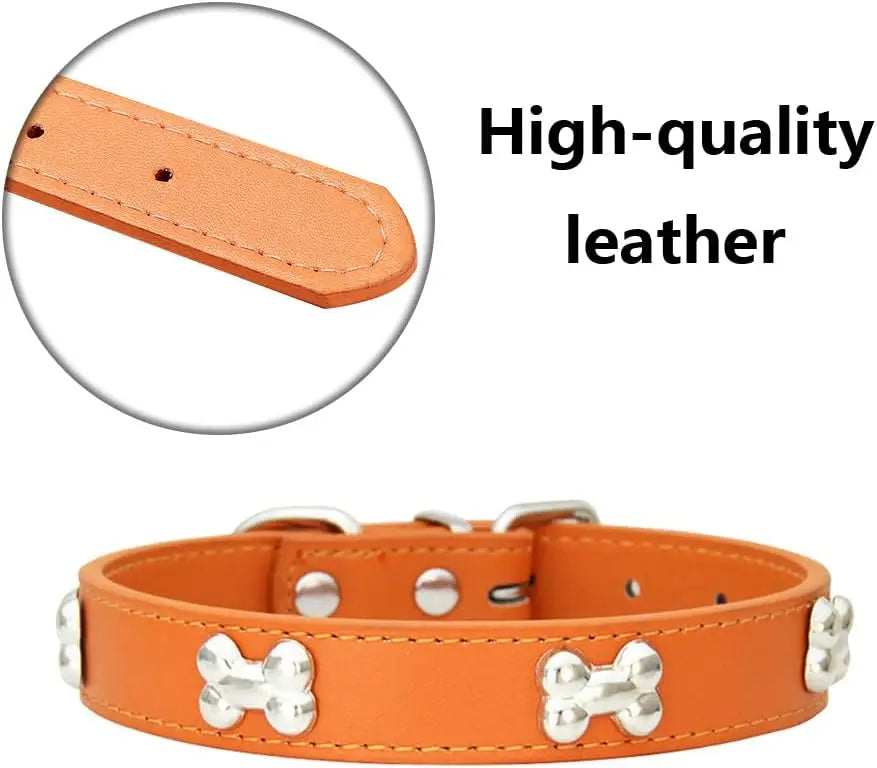 Leather Dog Collar Personalized  For Big Dogs Cute Cat Dog Collars Luxury Designer Leather For Small Dogs Cats Pet Accessories