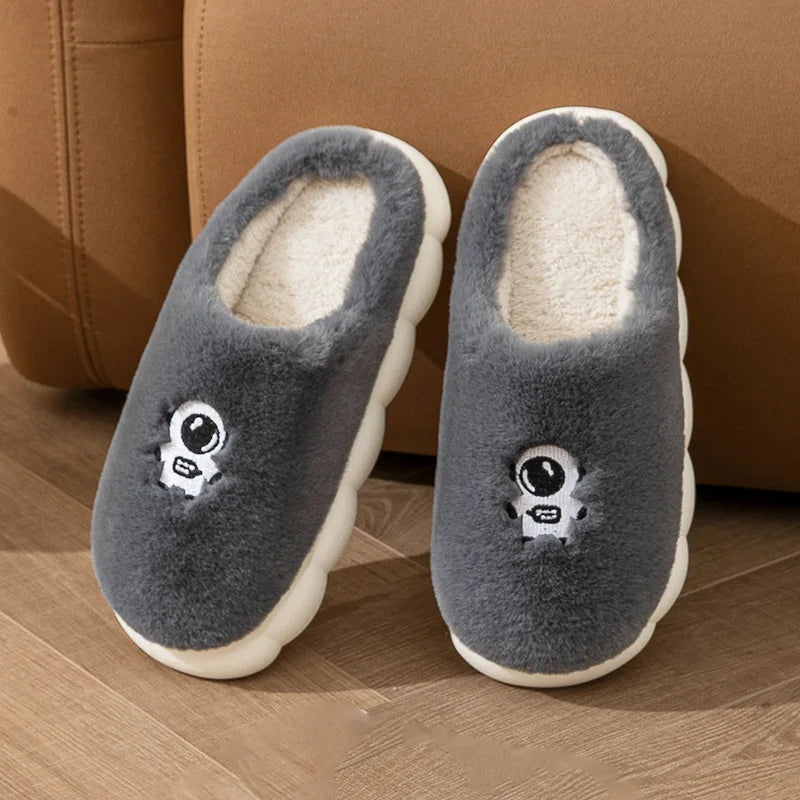 2023 New Winter Soft Sole Mens Indoor Floor Antiskid Slides Bedroom Slippers Warm Fluffy Slippers Male Home Casual Cotton Shoes