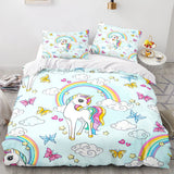 Unicorn Duvet Cover Set Cartoon Galaxy Rainbow Colourful Unicorn Cute Romantic Theme for Kids Girls Polyester Comforter Cover