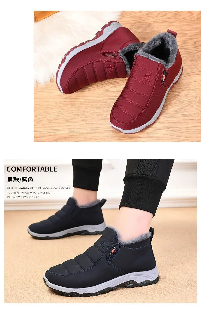 Autumn and Winter Old Beijing Cotton Shoes Women's Plush Thickened Walking, Warm and Wear resistant Shoes, Non slip Mom's Shoes