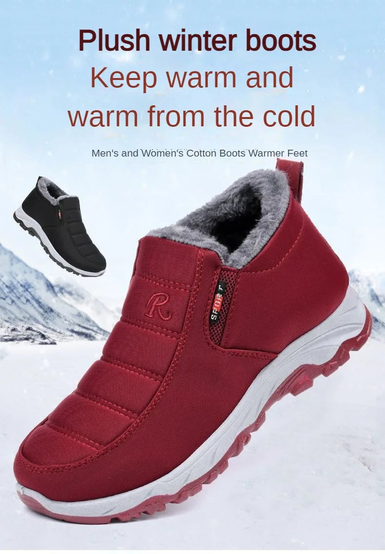 Autumn and Winter Old Beijing Cotton Shoes Women's Plush Thickened Walking, Warm and Wear resistant Shoes, Non slip Mom's Shoes