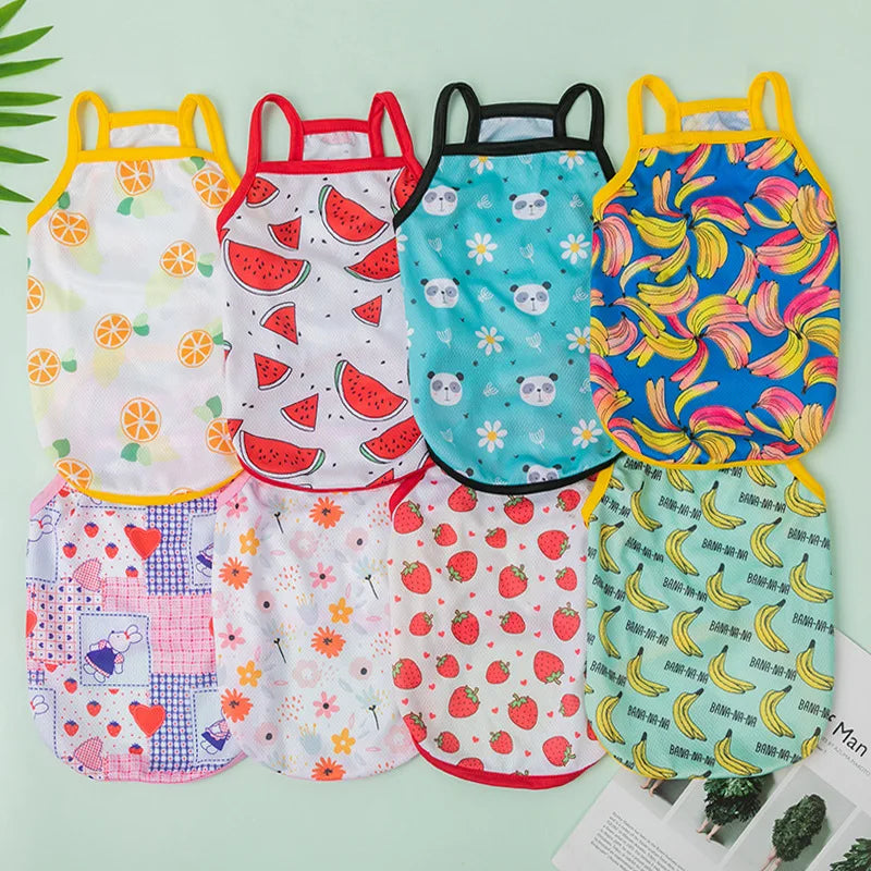 New Animal Print Pet Dog Clothes Summer Cool Dress T-shirts Sling Skirt for Small Medium Cat Dog Poodle Pug Dress Vest Shirt