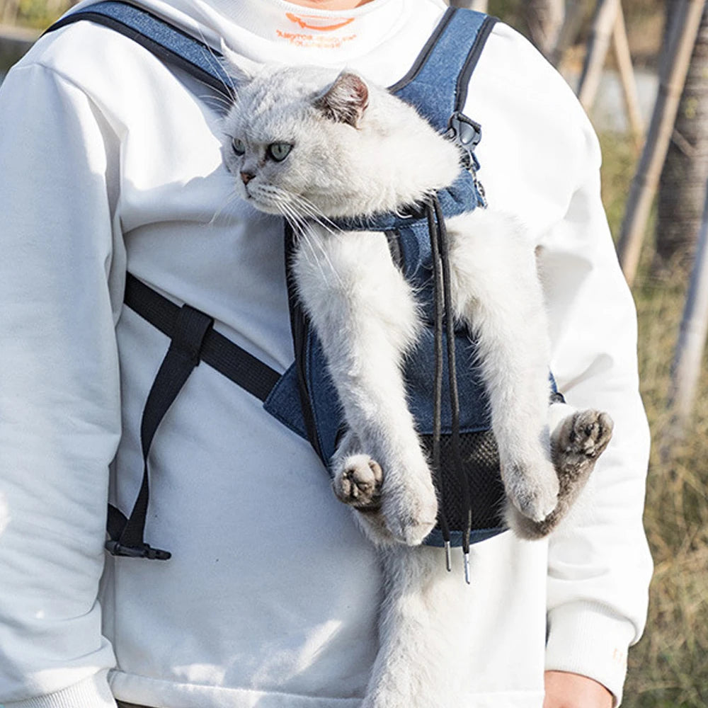 Adjustable Cat Dog Carrier Bag Pet Double Shoulder Backpack Portable Bag Outdoor Travel Camping Hiking Chest Strap Bag