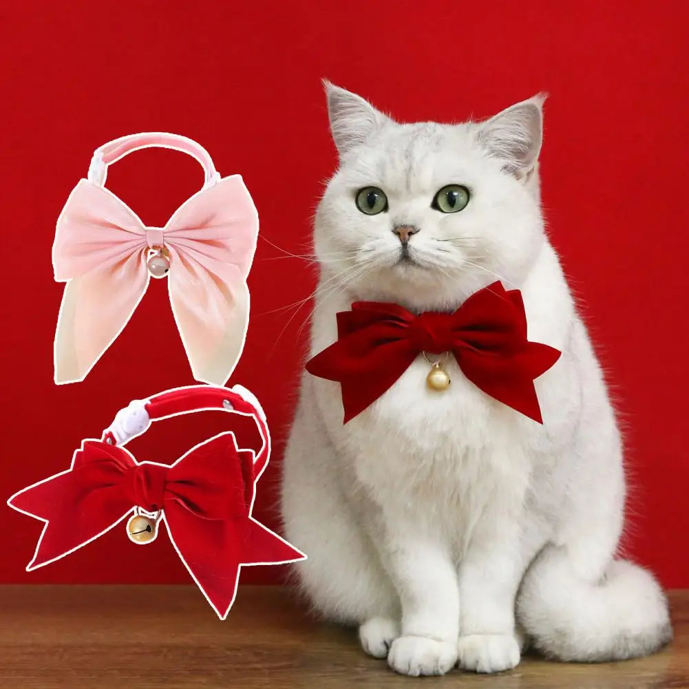 Pet Neck Circle Eye-catching Safe Buckle Fine Craftsmanship Pet Kitten Cat Velvet Bowknot Necklace Cat Collar Dress-up