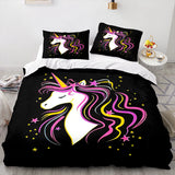 Unicorn Duvet Cover Set Cartoon Galaxy Rainbow Colourful Unicorn Cute Romantic Theme for Kids Girls Polyester Comforter Cover