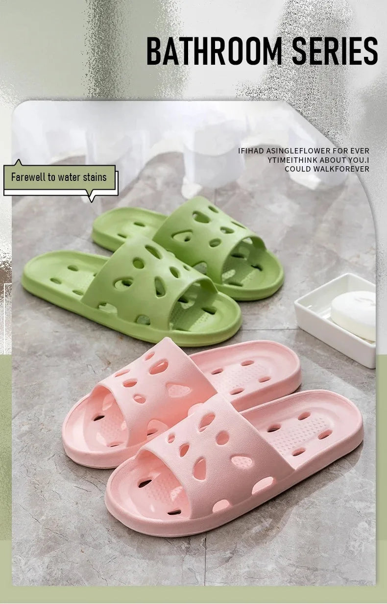 Bathroom House Cheese Slippers Light Weight Water Leaky Beach Flip Flop Non-slip Pool Swimming Aqua Shoes