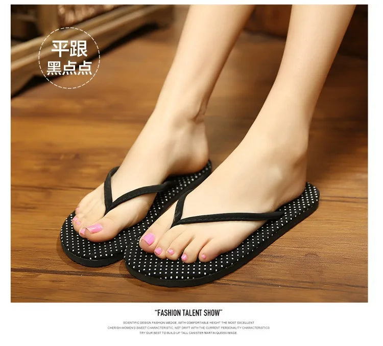 Summer New High-quality Beach Female Sandals Leopard Print Flip Flops Women Non-slip Casual Flat Slippers Polka-dot Slides Women