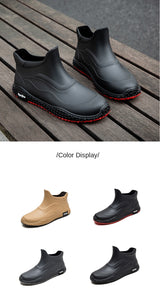 Rain boots mens new short cotton rain boots outdoor fishing shoes thick sole non-slip waterproof shoes kitchen work rubber shoes