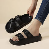 Soft Sole Eva Cloud Slippers Women 2024 Summer Double Buckle Pillow Sandals Woman Slides Flat Heels Non Slip Home Flip Flops