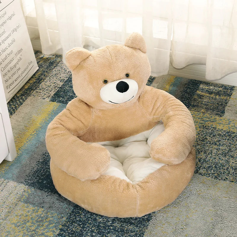 Semi-Enclosed Bear Pet Dog Bed Ultra Soft Cat Bed Detachable Plush Puppy Bed Winter Warm Sleeping Bed Mat Pet Product