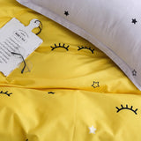 Solstice Bedding Set Duvet Cover Pillowcase Bed Linens Set Cute Yellow Gray Eye Quilt Cover Beds Flat Sheet Twin Queen King Size