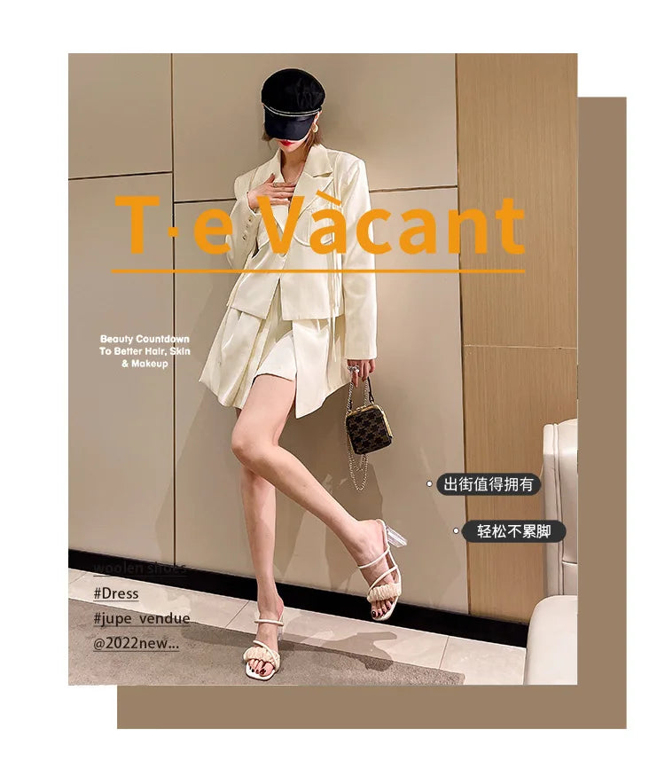 Transparent, Sandals Thick High Heels, Summer Fashion with Temperament Glass Shoes, Sexy Wear Fashion Slippers, Women's Shoes