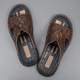 Genuine Leather Men Slippers Crocodile Grain Slip On Slipper Man Summer Shoes For Men Slides Casual