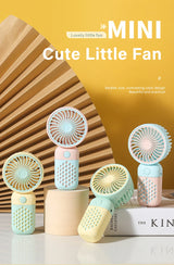 Cute USB Mini Fan Portable Handheld Fan Rechargeable Mini Handy Fan Pocket Size Low Noise Small Electric Fan Student Dormitory