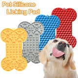 Bone Shape Silicone Licking Pad Pet Dog Peanut Butter Slow Food Bowl Eating for Cats Dogs Feeder Feeding Lickmat