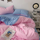 100% Cotton Pink Bedding Set Nordic Chic Duvet Cover Flat Sheet Pillowcase Soft Comforter Cover Bed Linen Boy Girl Home Textiles