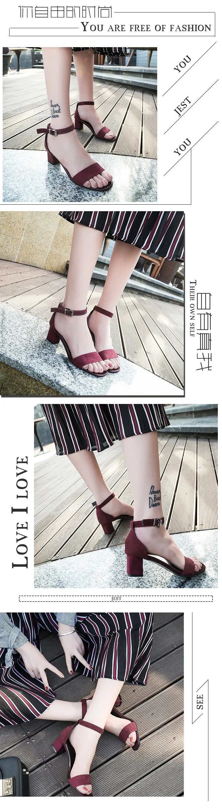 Women's 2024 Summer Fashion Sandals Medium High Heel Outdoor Sandalias Elegant Wedding Shoes Bridal Plus Size 34-40 Buckle Strap