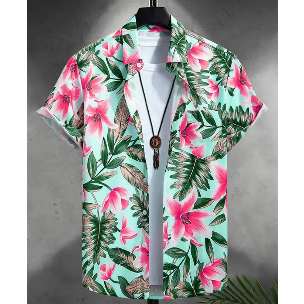 2025 Summer Animal Crane Men Hawaiian Shirt 3d Plant Shirt For Men Flower Print Plus Size Hawaiian Shirts Beach Flower Shirt 5xl