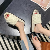 Ladies Magic Sticker Flat Slippers 2023 Summer New Designer Luxury Sandals for Women Elegant Home Flat Slippers Zapatos De Mujer