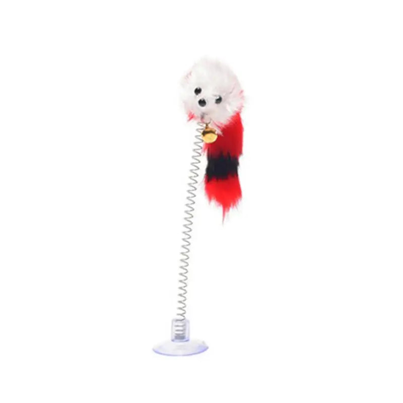 Cartoon Pet Cat Toy Stick Feather Rod Mouse Toy With Mini Bell Cat Catcher Teaser Interactive Cat Toy Random Color Pet Supplies