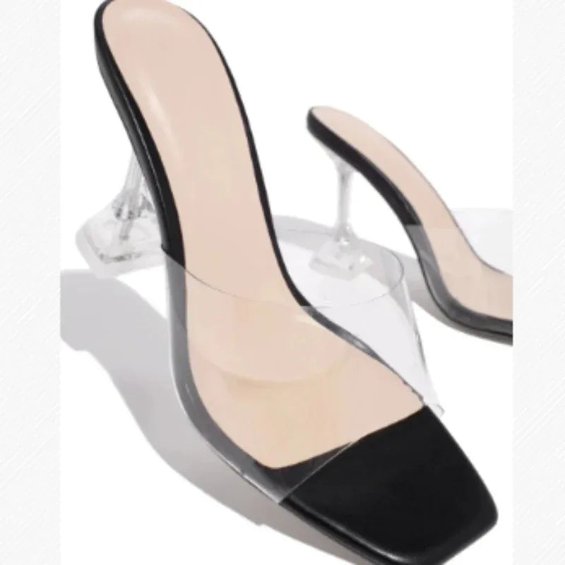 2024 New Solid Jelly Slippers Open Toe Women's Transparent Heel Slippers Fashion Women's Shoes Sexy Slippers Large Size 43