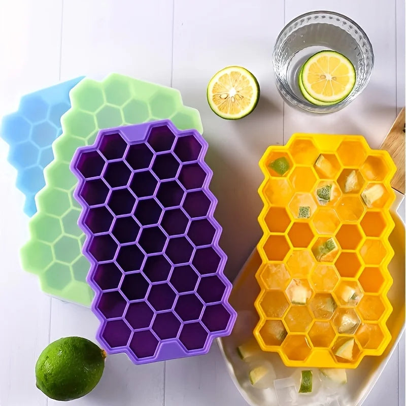 Food Grade Silicone Honeycomb with Lids - Easily Removable Mould for Ice Cream, Cold Drinks, Whiskey Cocktails - BPA-Free