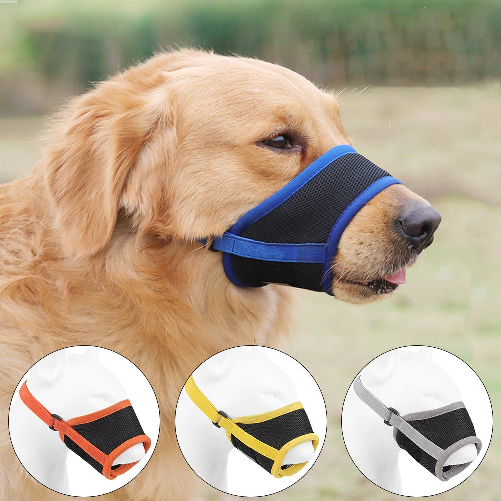 Dog Muzzle Puppy and Large Dog Anti Barking Adjustable Anti-biting Mesh Breathable Soft Pet Mouth Muzzles Straps Doggie Supplies