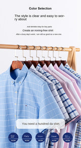 100% Cotton Men Oxford Shirt Short Sleeve Summer Plaid Striped Male Clothes Business Regular Fit Dress Shirt Oversized 7XL 6XL