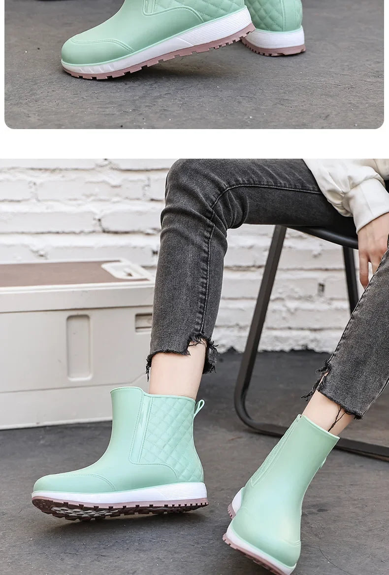 2024 New Fashionable Adult Nonslip Outer Wear Rainy Day Waterproof Rain Boots Waterproof Leisure Fishing and Sea Shoes for Women