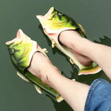 Funny Fish Slippers Mens Outdoor Beach Sandals Big Size 46 47 Gift for Fishing Enthusiasts Man Bass Slipper Unisex Slides Shoes