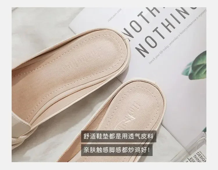 2023 Luxury Woman Mules Summer Close Toe Women Slippers Bowtie Lazy Slides Flat Heel Girl Slippers Korean Outdoor Flip Flops