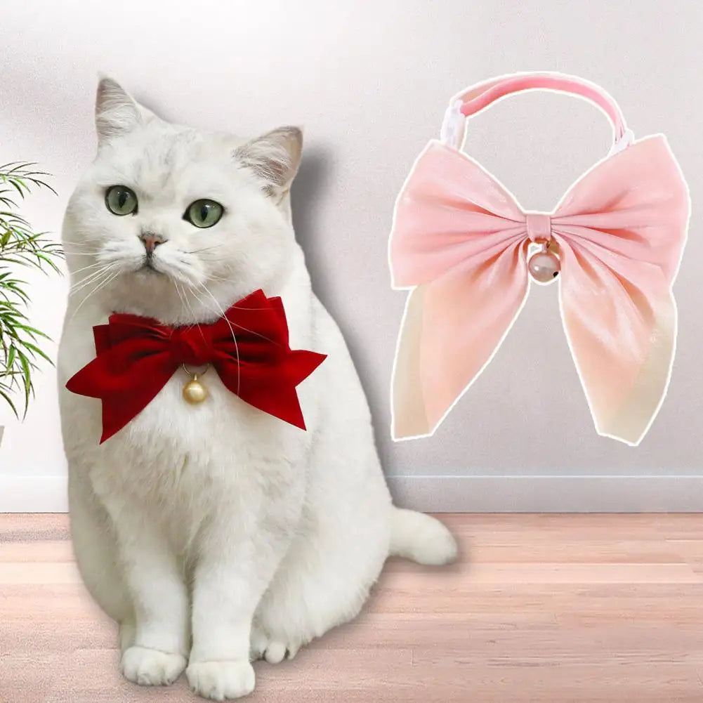 Pet Neck Circle Eye-catching Safe Buckle Fine Craftsmanship Pet Kitten Cat Velvet Bowknot Necklace Cat Collar Dress-up