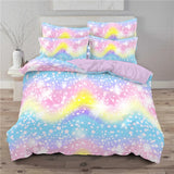 Rainbow Gradient Bedding Set Gradient Colors Duvet Cover with Pillowcases Single Twin Full Queen King Girl Kids Quilt Cover