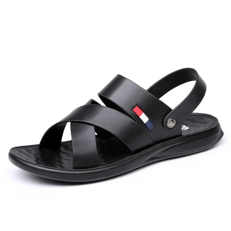 Summer Men's Brand Men's Fashion Trend Beach sandals Soft Breathable Men's Sandals Black Leather Sandals Free Shipping Shoes