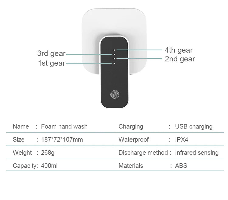 Automatic Liquid Soap Dispenser Touchless Infrared Sensor Hand Free Soap Hand Sensor Dispenser Smart Foam Machine USB Charging