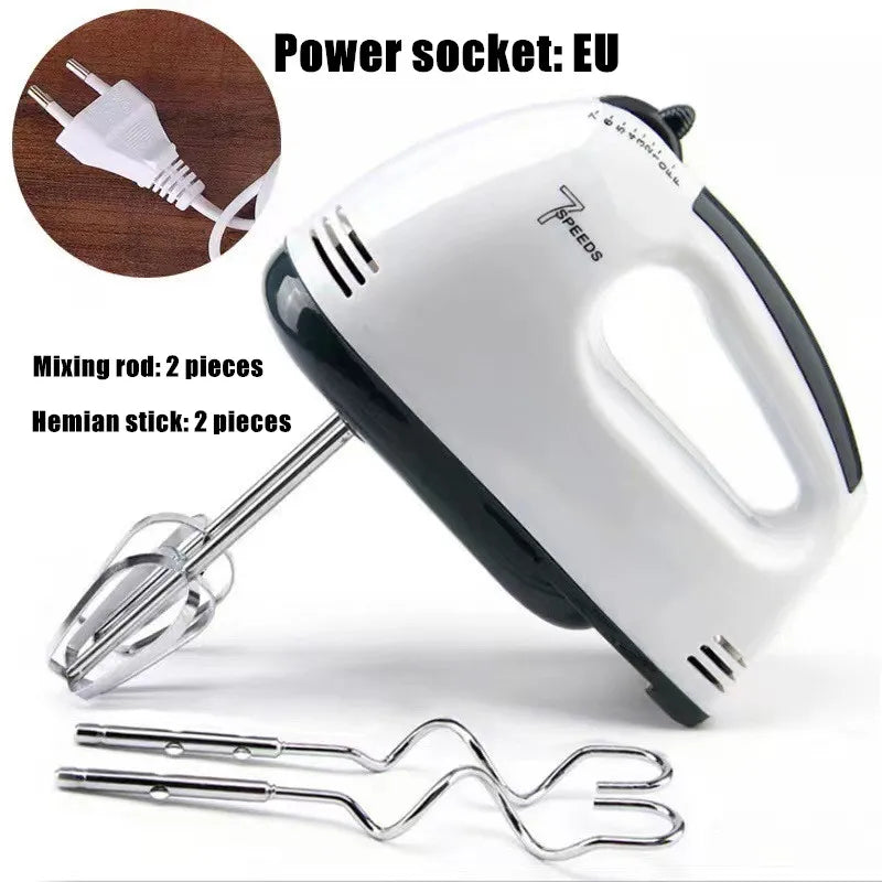 220V EU Plug White Color Handheld Electric Egg Beater, Household Automatic Mixer, Egg White and Cream Beater, Mini 7-speed