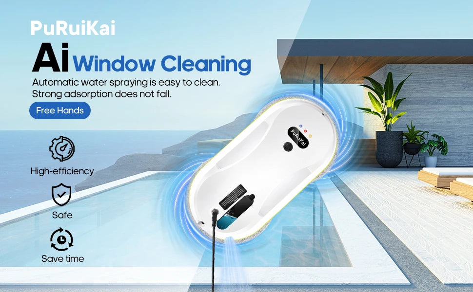 Household window automatic water spray cleaning robot vacuum cleaner remote control electric window wiper household glass wiper