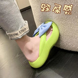 Women's Bow Pillow Flip Flops, Kawaii Open Toe Super Soft Non Slip Slides Shoes, Indoor & Outdoor Slippers Bow knot