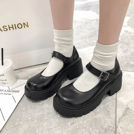 2024 New Summer Shoes Platform Shoes Heels  Women Japanese Style Vintage Pumps for Women College Student Women's Shoes