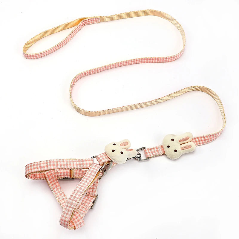 Dog Harness For Small Dogs Cats Adjustable Kitten Collar Pet Harness With Leash Set Plaid Chest Vest Leash Dog Leads Accessories