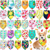 50Pack Summer Hawaii Dog Bandanas Soft Triangle Dog Scarfs Polyester Fruit Bandana Flowers Patterns for Small Medium Large Pets