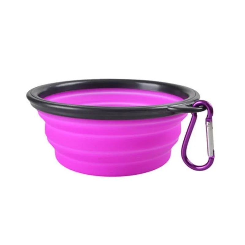 Dog Collapsible Bowl Folding Silicone Pet Travel Bowls Food Water Feeding BPA Free Foldable Cup Dish With Carabiner