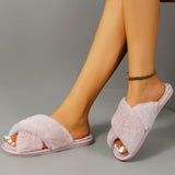 Soft Fluffy Fur Slippers New Women Winter House Warm Furry Slippers Women Flip Flops Home Slides Flat Indoor Floor Shoes