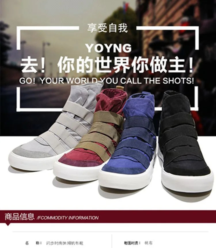 New 2024 High Top Men Shoes Flats Slip On Casual Shoes Male Canvas Shoes Plimsolls Espadrilles Man Trainers Zapatillas Hombre