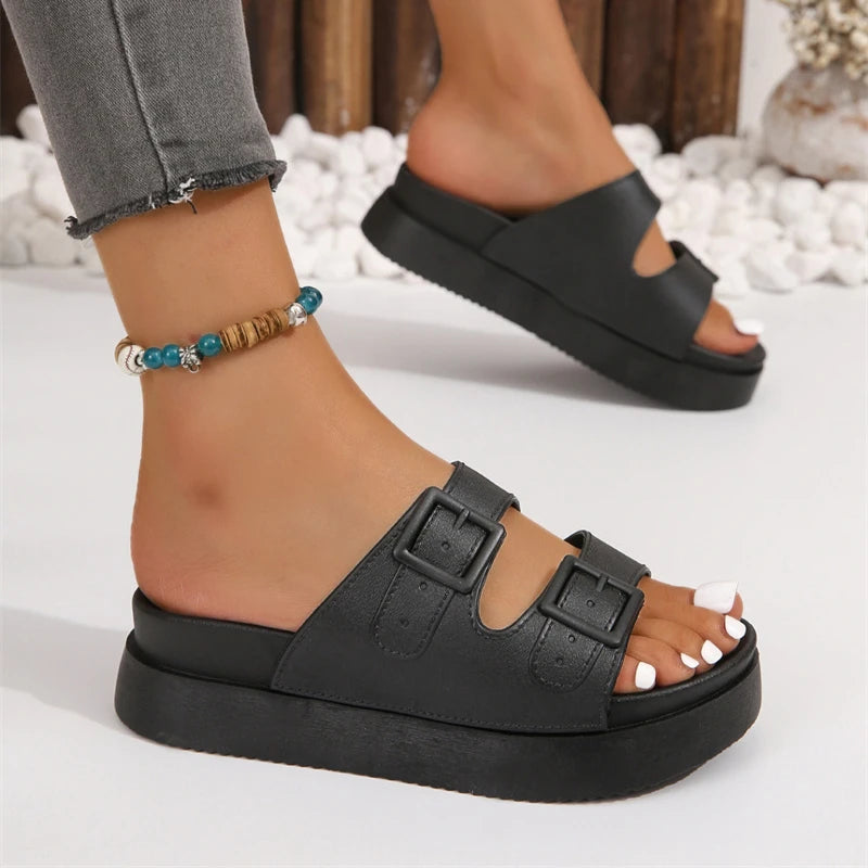 2024 New Summer Style Fashionable and Comfortable Thick-soled Fashionable Beach Platform Shoes Non-slip Soft-soled  and Slippers