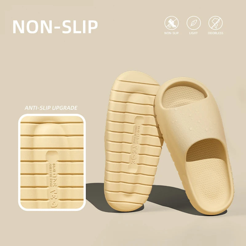 Feslishoet Spring Men New Summer Women Thick Soled Beach Sandals Indoor Home Slippers Non Slip Slides Bathroom House Shoes