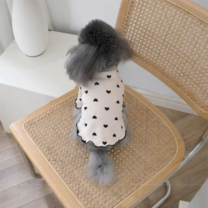 Cotton Cat Puppy T-shirt Undershirts Sweet Print Dog Pullovers for Small Dogs Cats Chihuahua Shih Tzu Indoor Pet Clothing