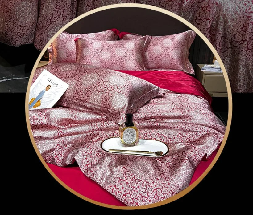 Blend Mulberry Silk 4 Pieces Bedding Set, 1PC Duvet Cover, 1PC Bed Sheet, 2PCS Pillowcases, Luxury Home Textiles Bedclothes