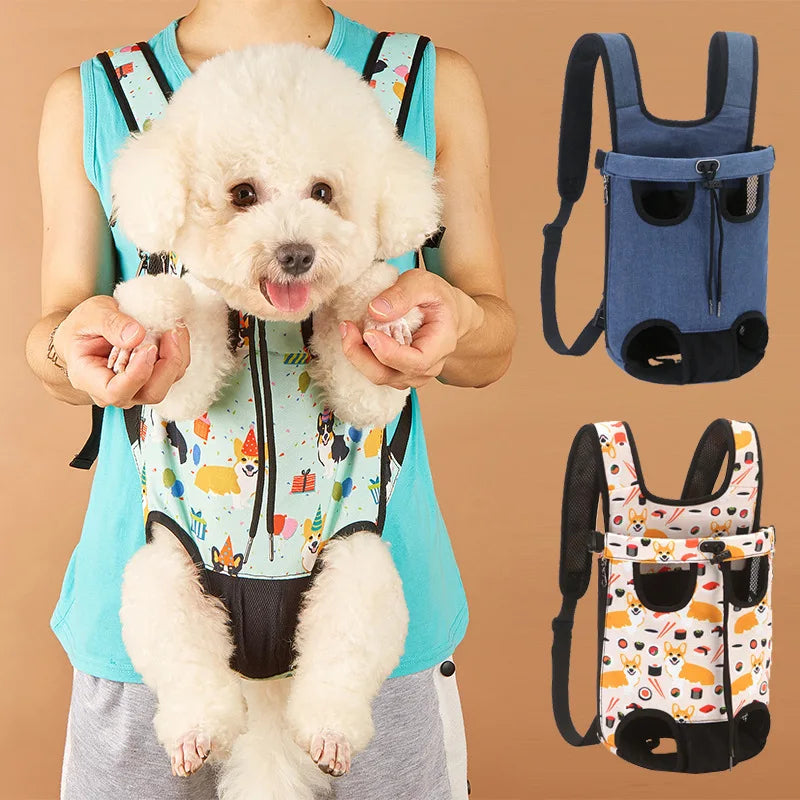 Adjustable Cat Dog Carrier Bag Pet Double Shoulder Backpack Portable Bag Outdoor Travel Camping Hiking Chest Strap Bag